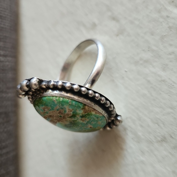 Beautiful Native American Navajo Handmade Sonoran Mountain Turquoise Ring 💙💍💚 - Picture 4 of 11